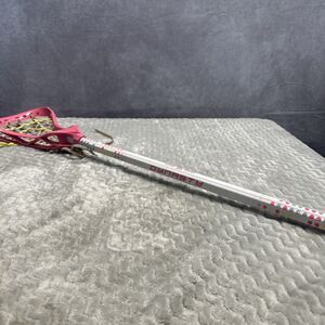 Brine Dynasty Rise Womens Lacrosse Stick 42.5" White Pink w/ Polka dots